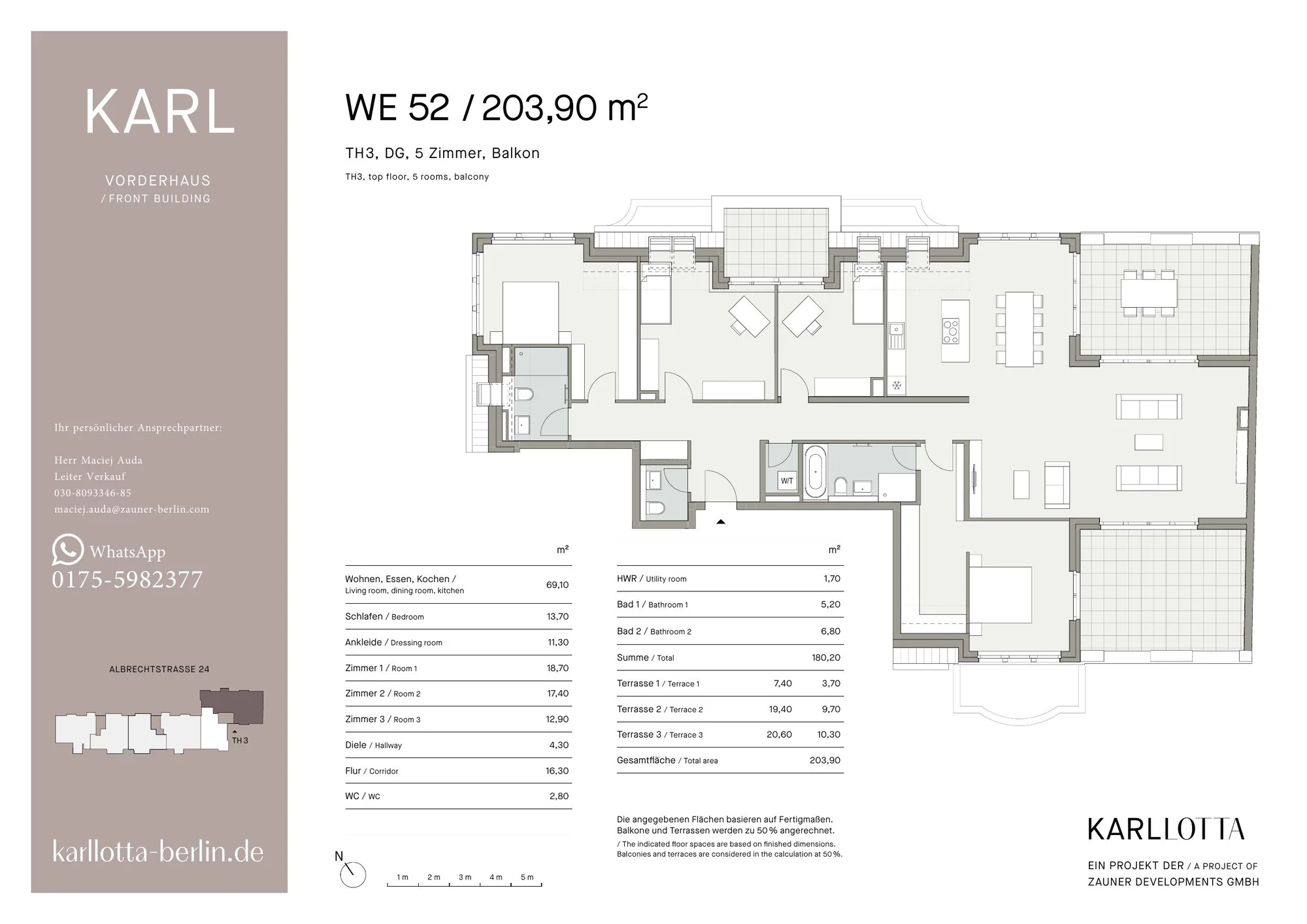 Grundriss Penthouse im Haus Karl