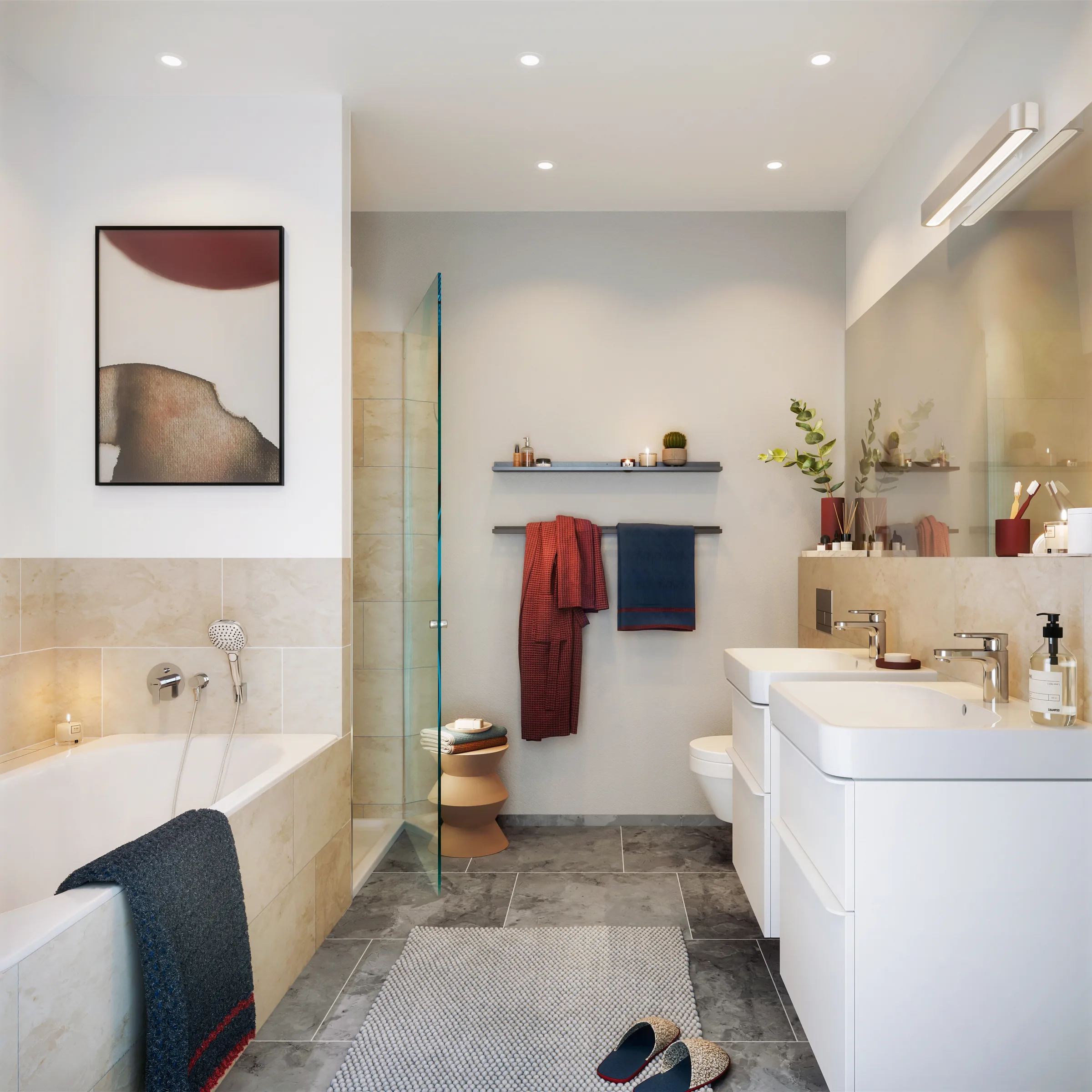 Badezimmer im Haus Karl mit hochwertigen Fliesen